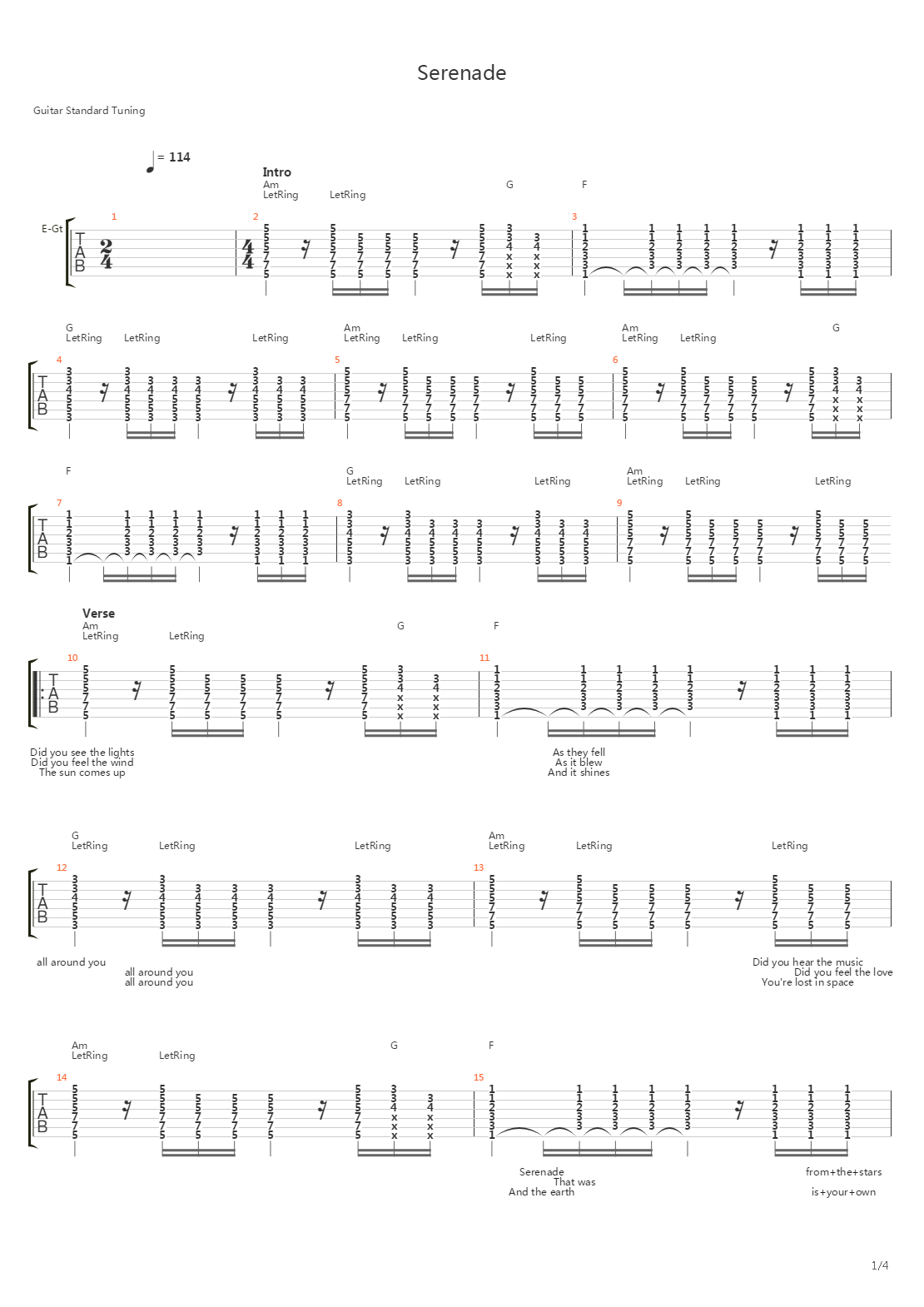Serenade吉他谱