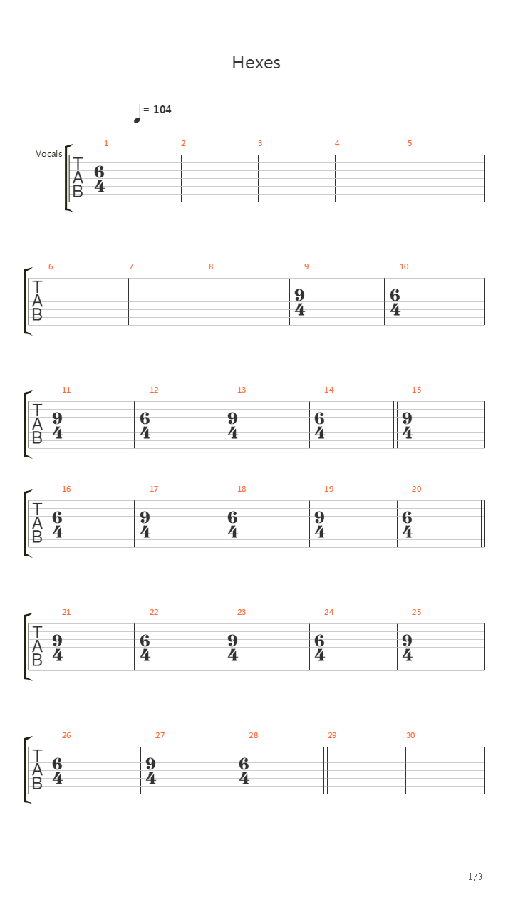 Hexes吉他谱