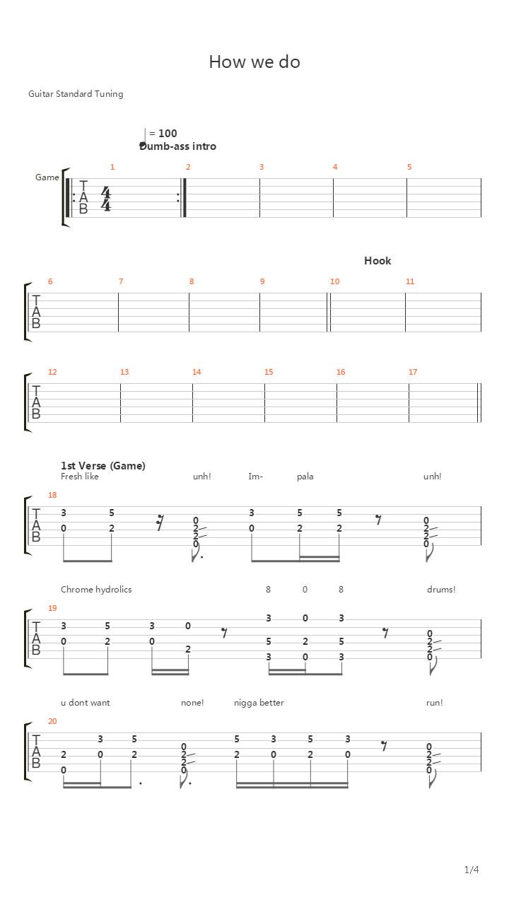 How We Do吉他谱
