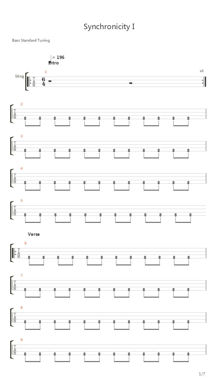 Synchronicity 1吉他谱