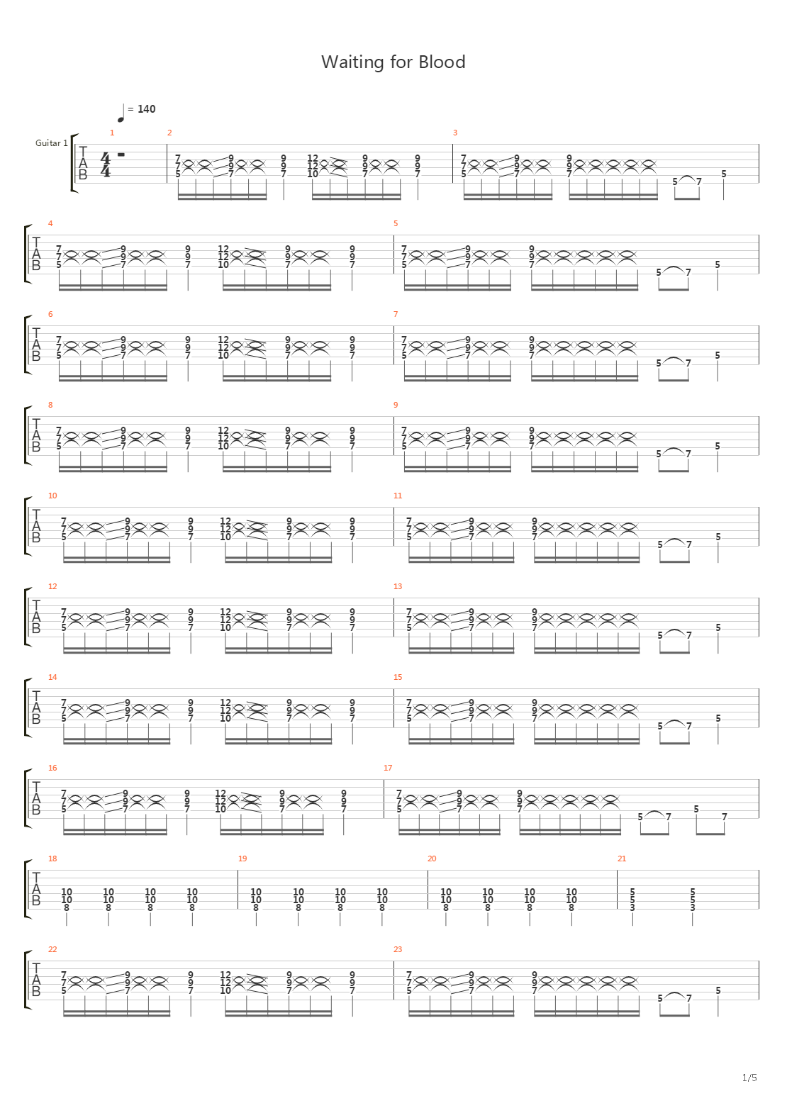 Waiting For Blood吉他谱