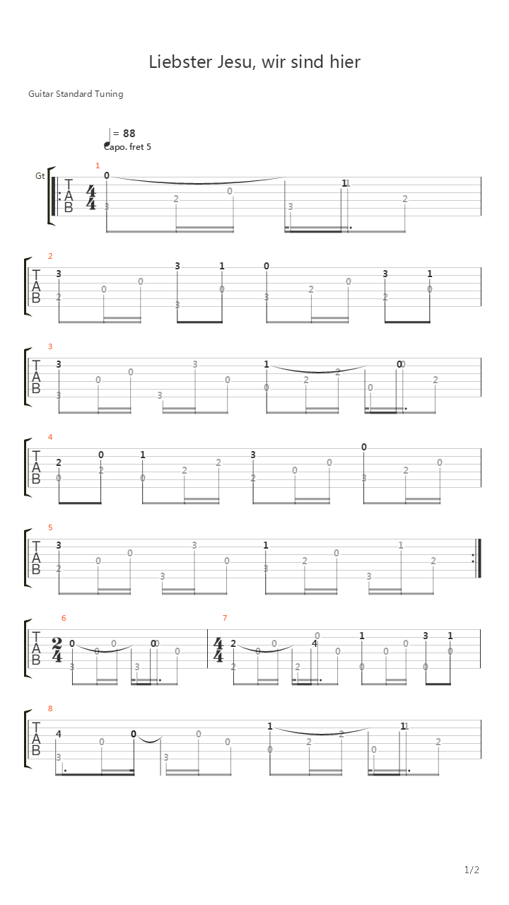 Liebster Jesu Wir Sind Hier吉他谱
