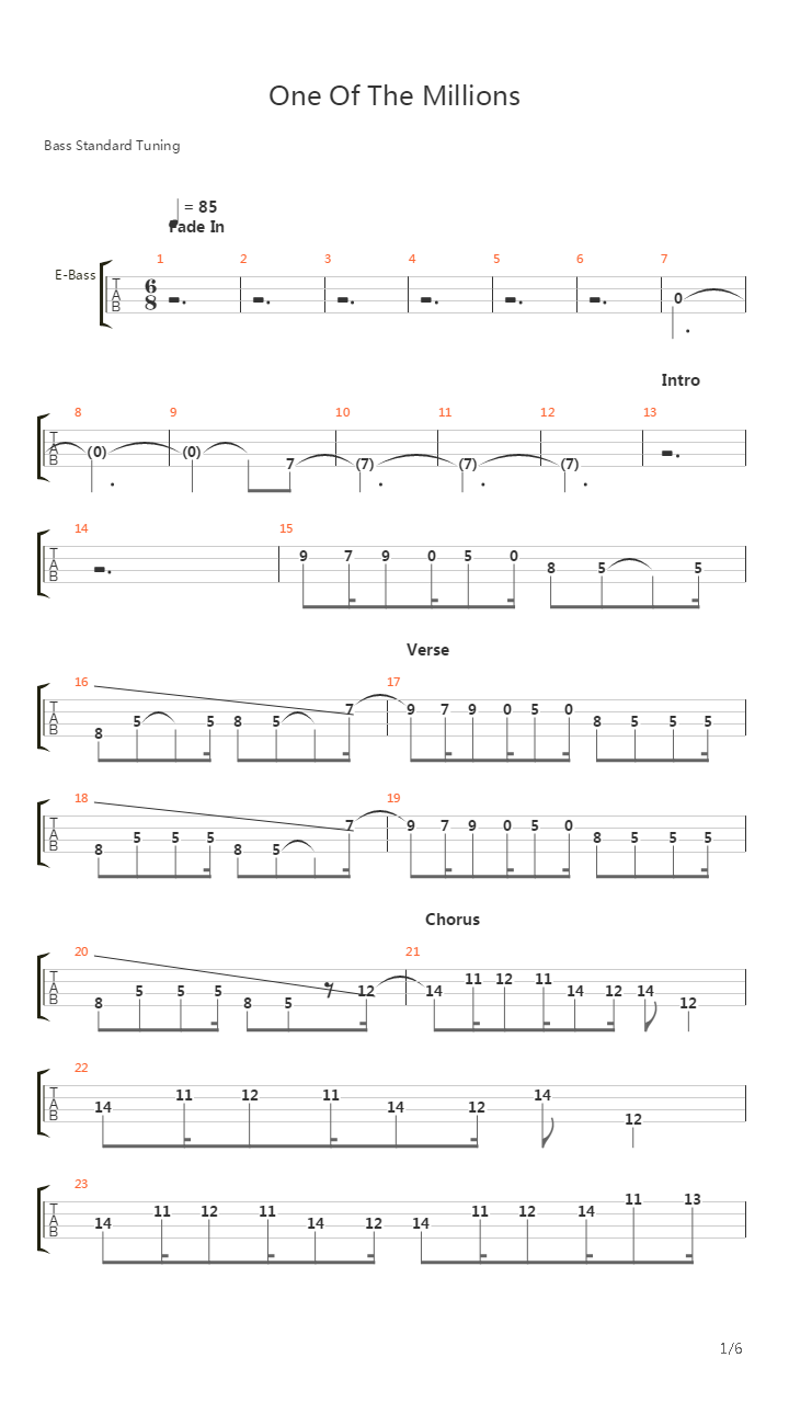 One Of The Millions吉他谱