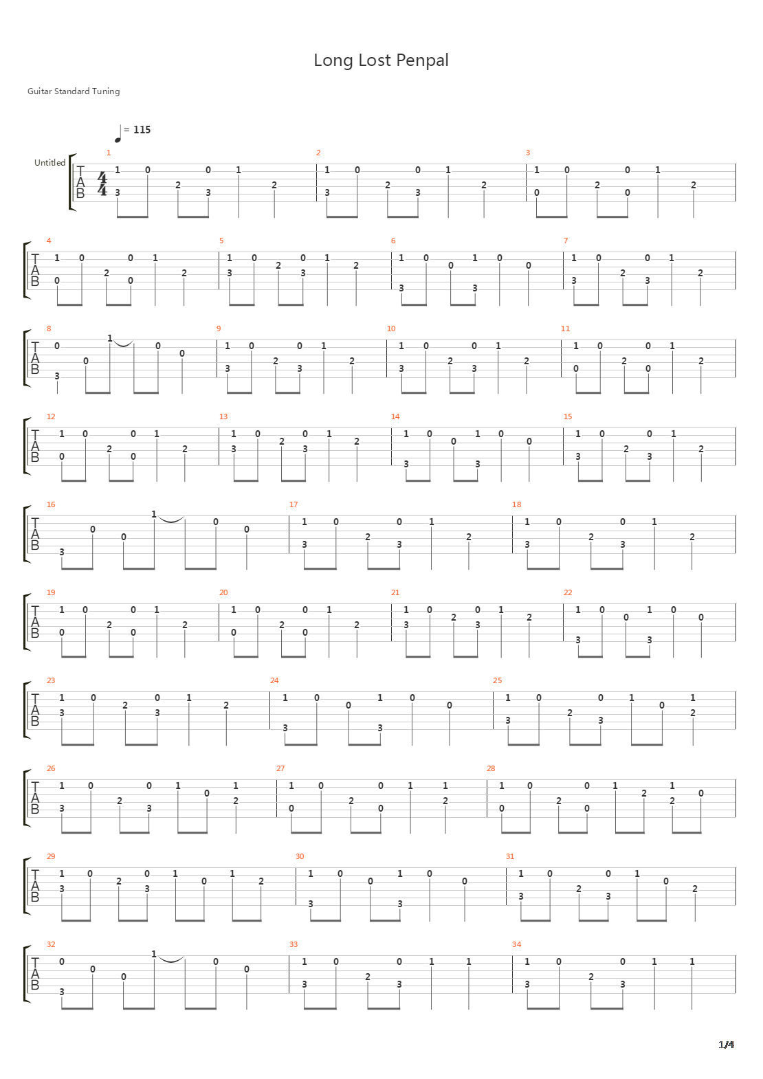 Long Lost Pen Pal吉他谱