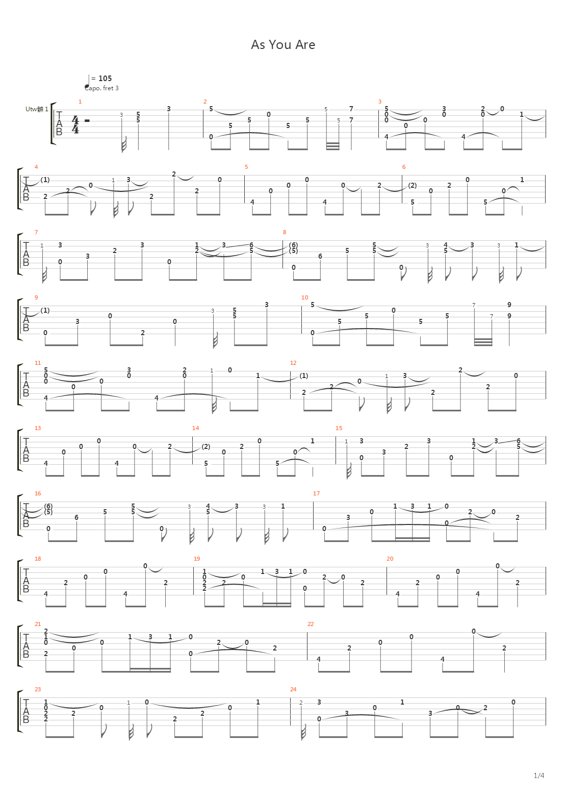 As You Are吉他谱