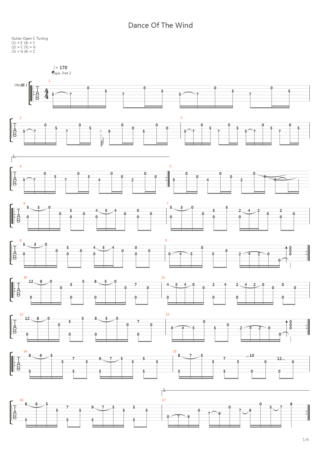 Dance Of The Wind吉他谱