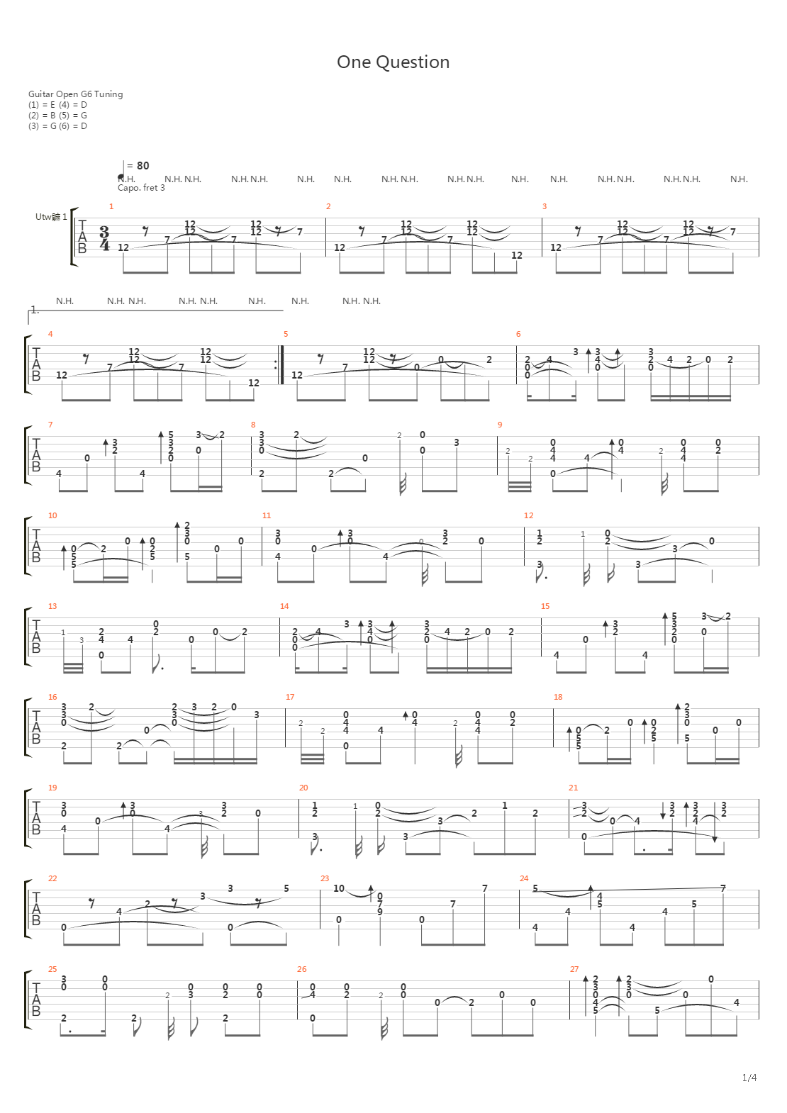 One Qestion吉他谱