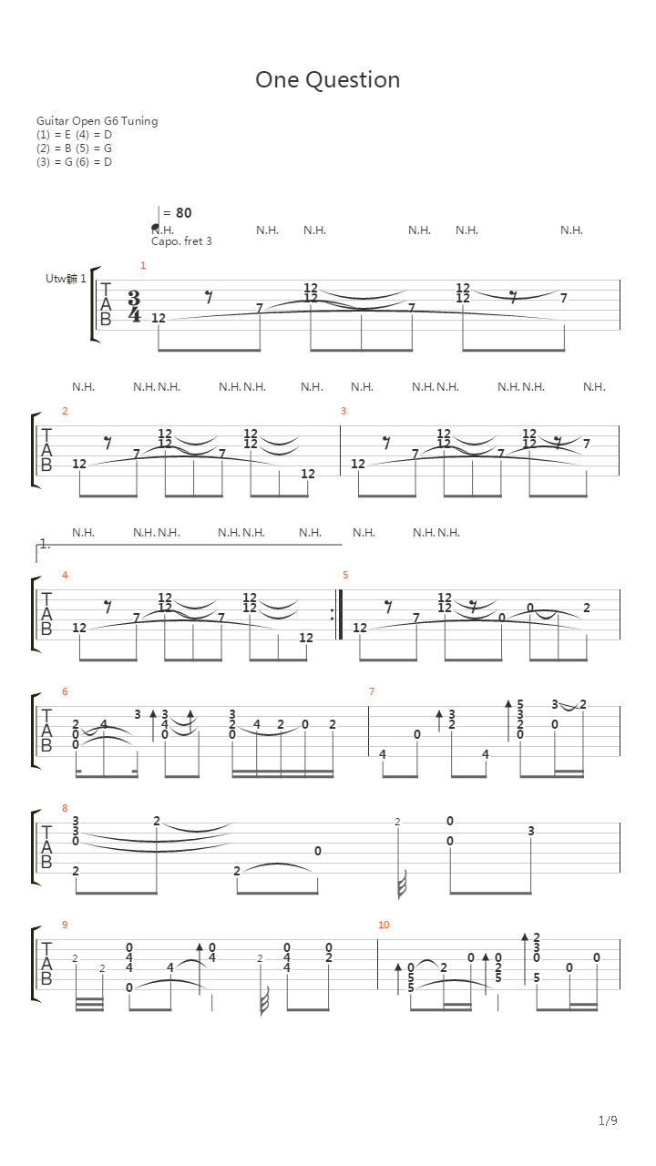 One Qestion吉他谱