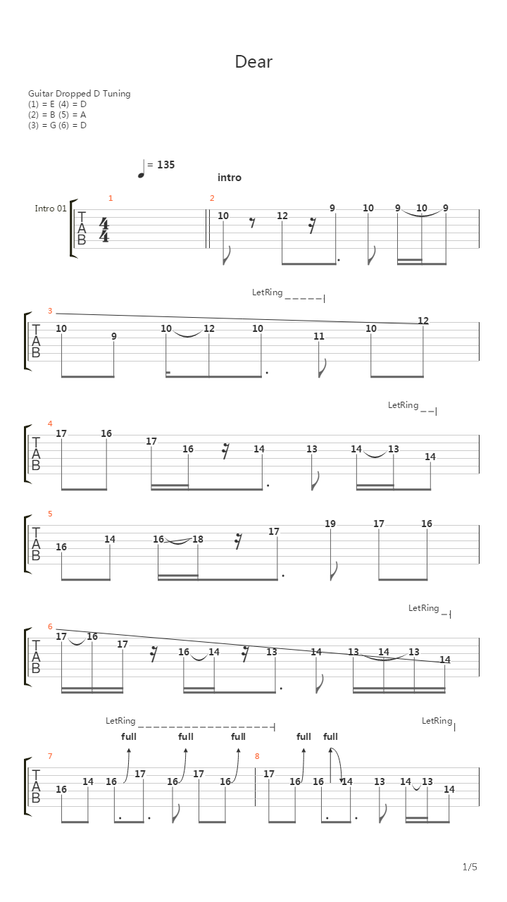 Dear吉他谱
