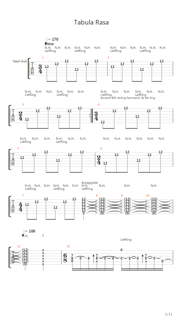 Tabula Rasa吉他谱