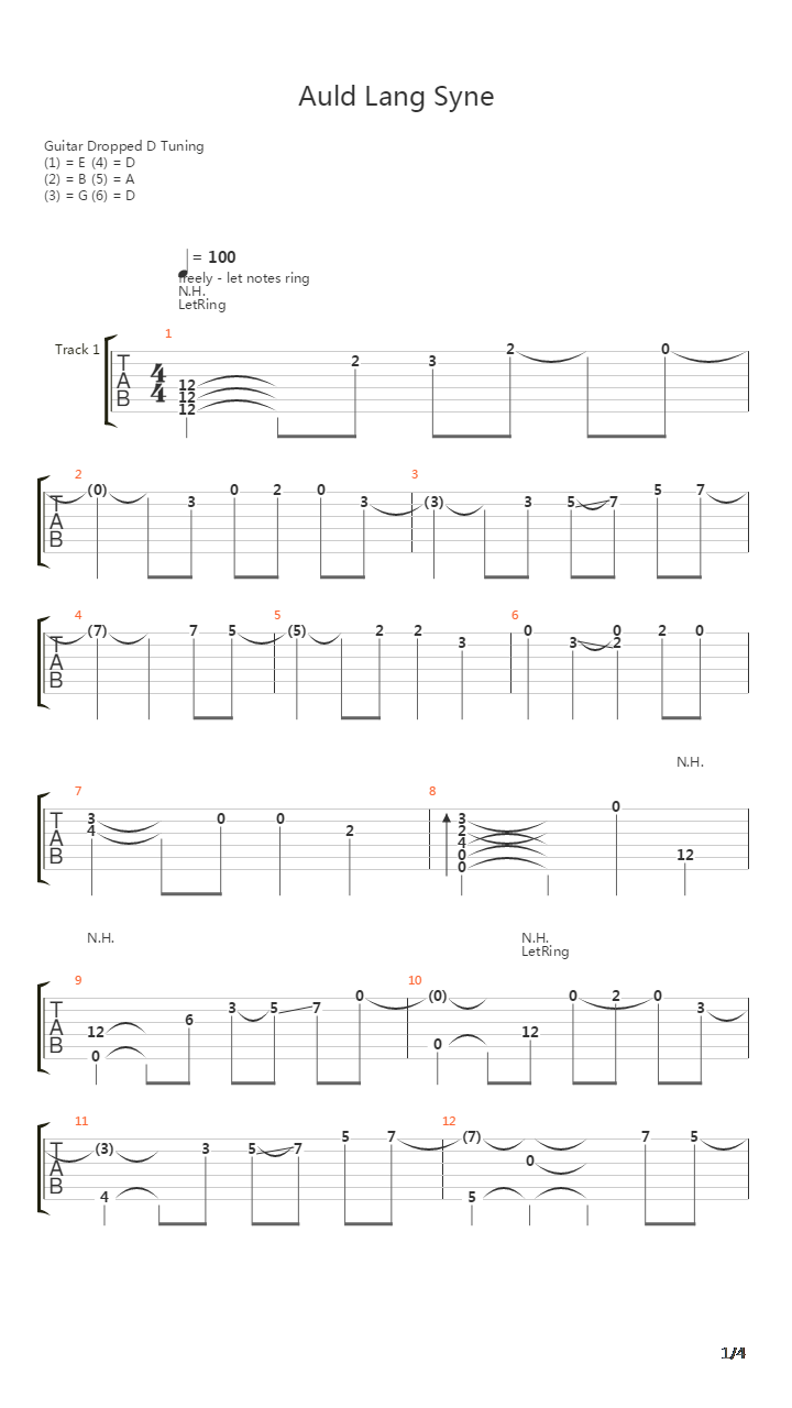 Auld Lang Syne吉他谱