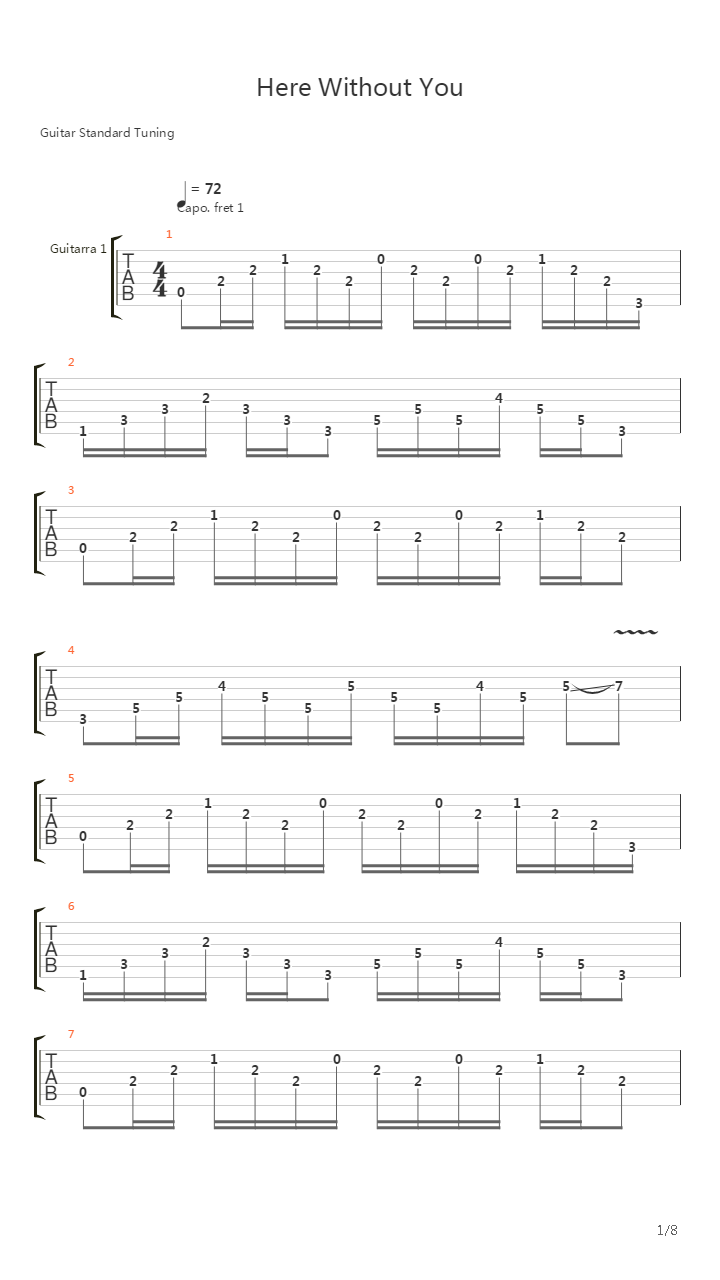 Here Without you吉他谱