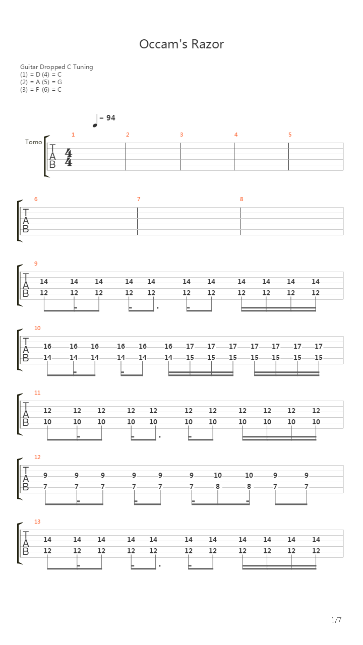 Occam's Razor吉他谱