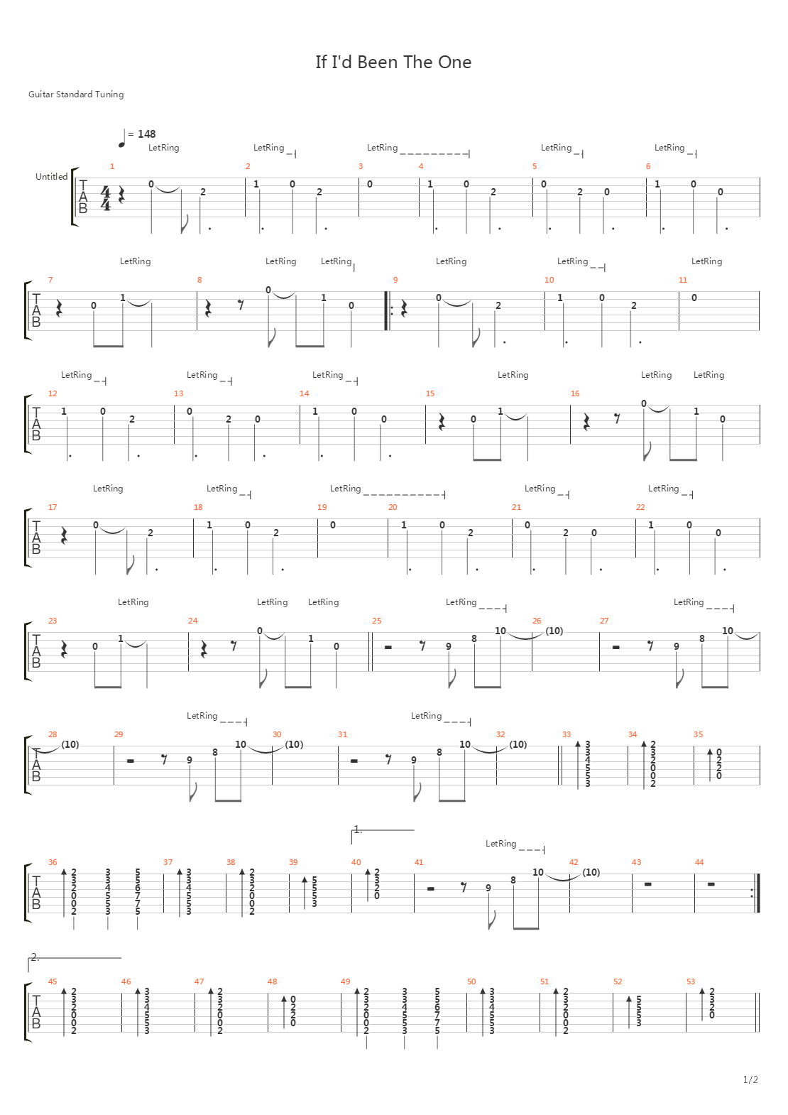 If I'd Been The One吉他谱