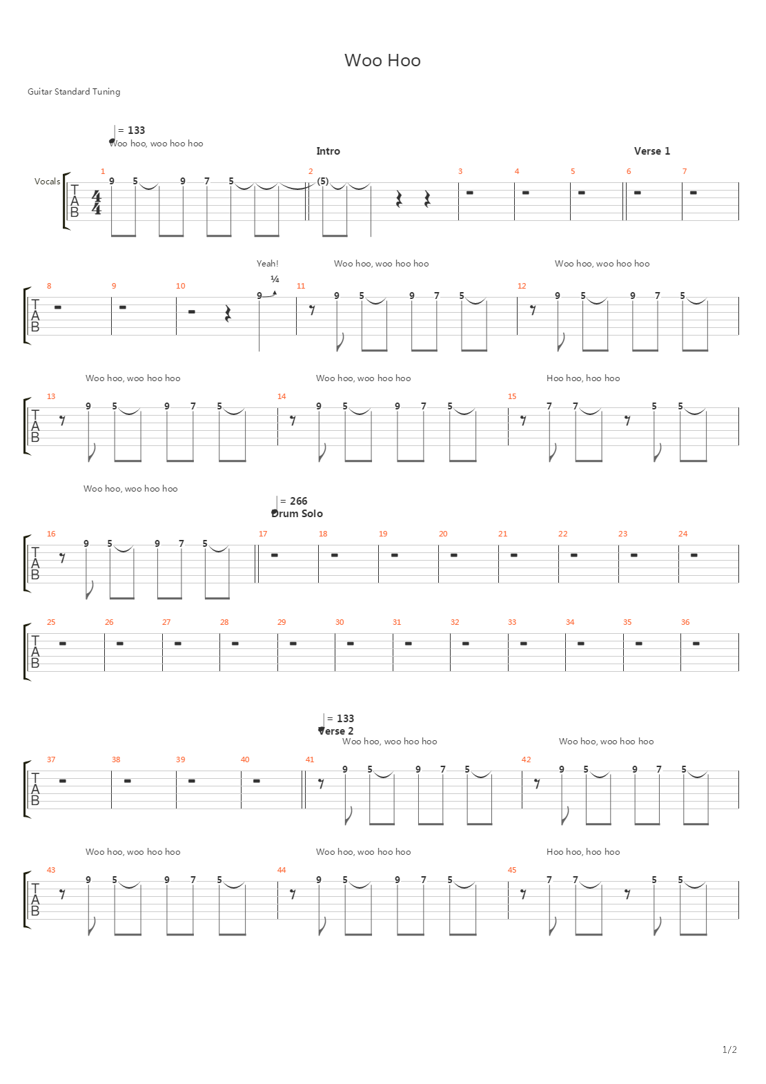 Woo Hoo吉他谱