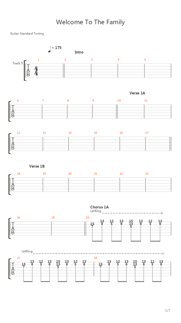 Welcome To The Family吉他谱