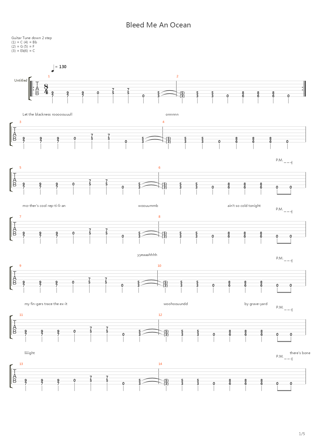 Bleed Me An Ocean吉他谱
