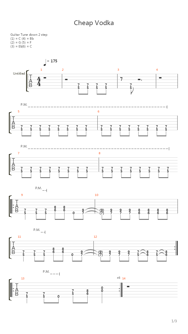 Cheap Vodka吉他谱