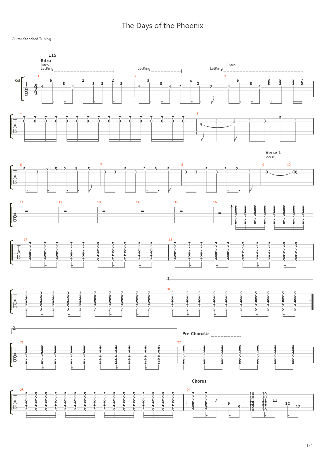 Days Of The Phoenix吉他谱