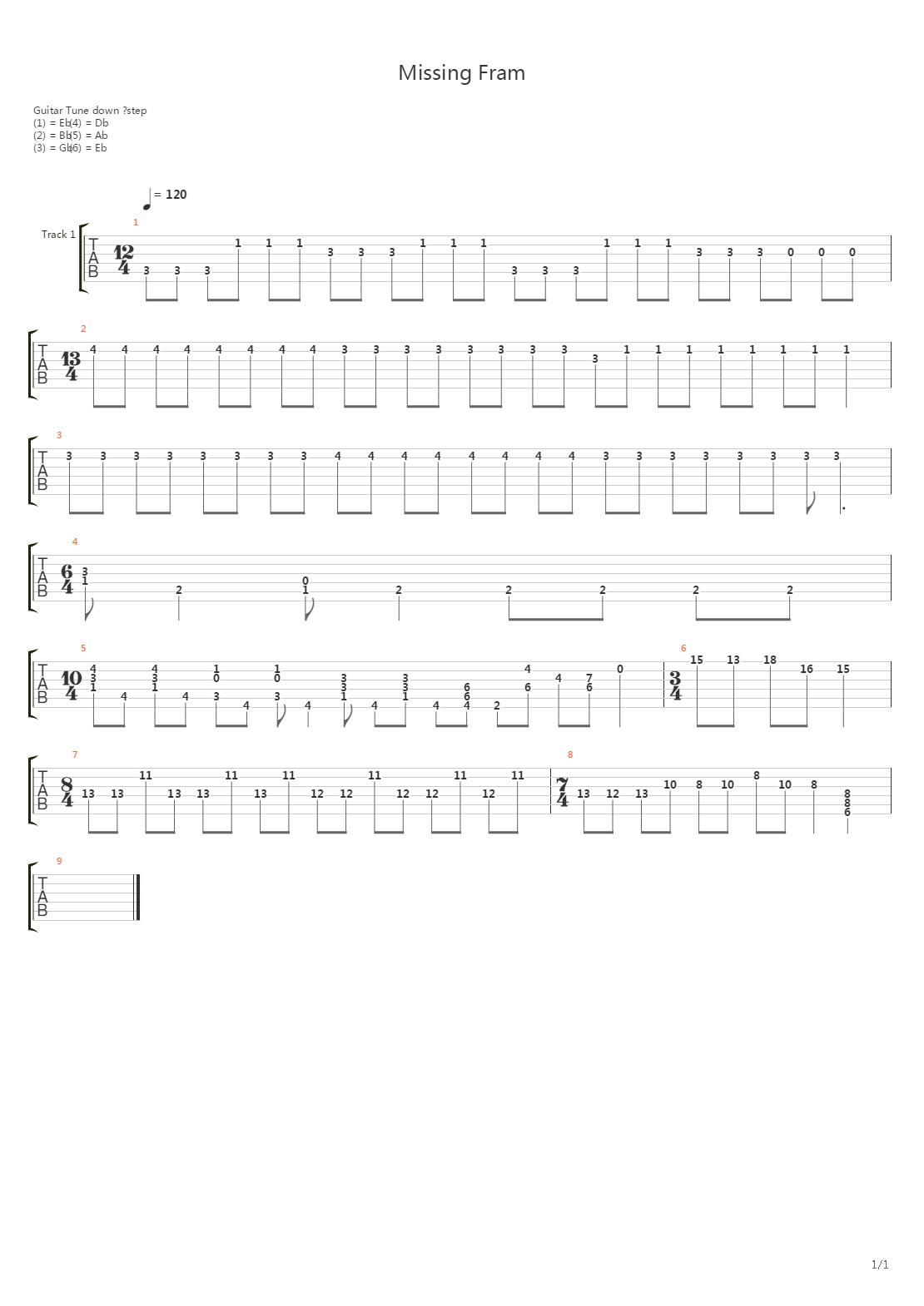 Missing Frame吉他谱