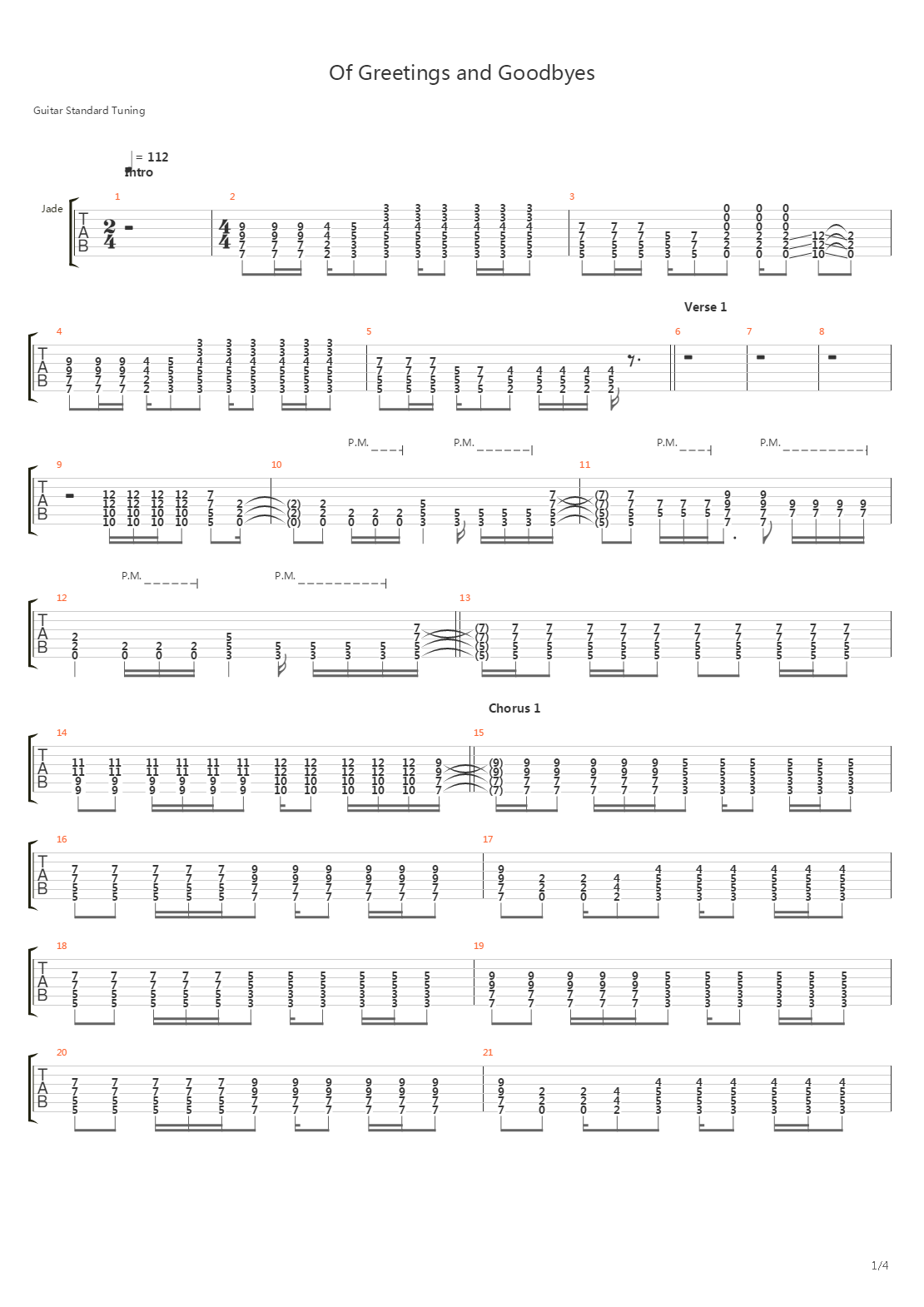 Of Greetings And Goodbyes吉他谱