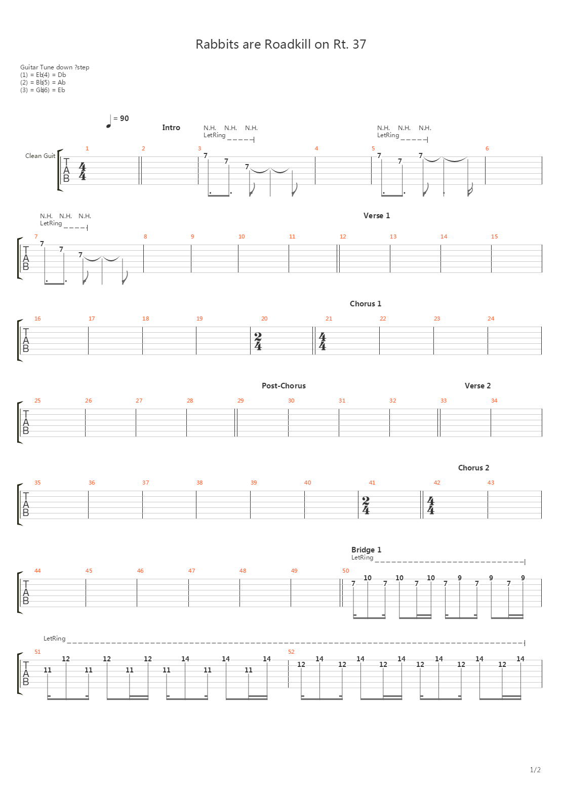 Rabbits Are Roadkill On Route 37吉他谱