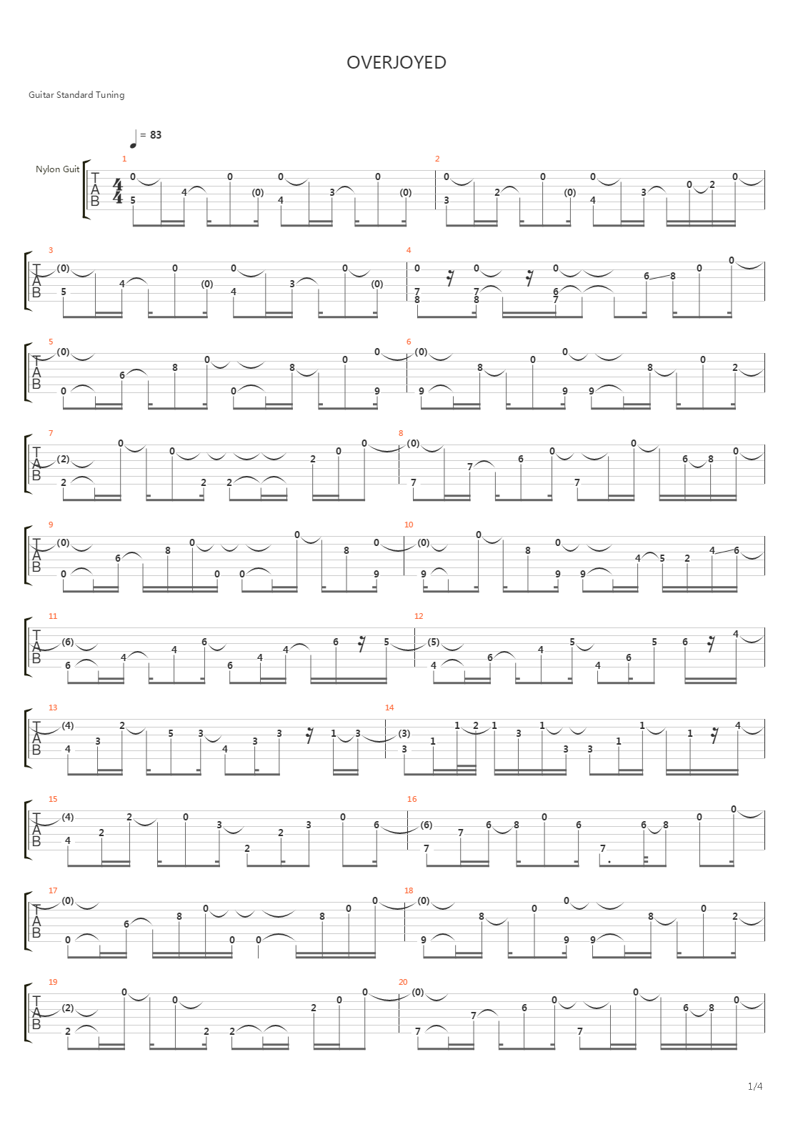 Overjoyed吉他谱