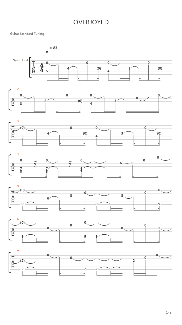 Overjoyed吉他谱