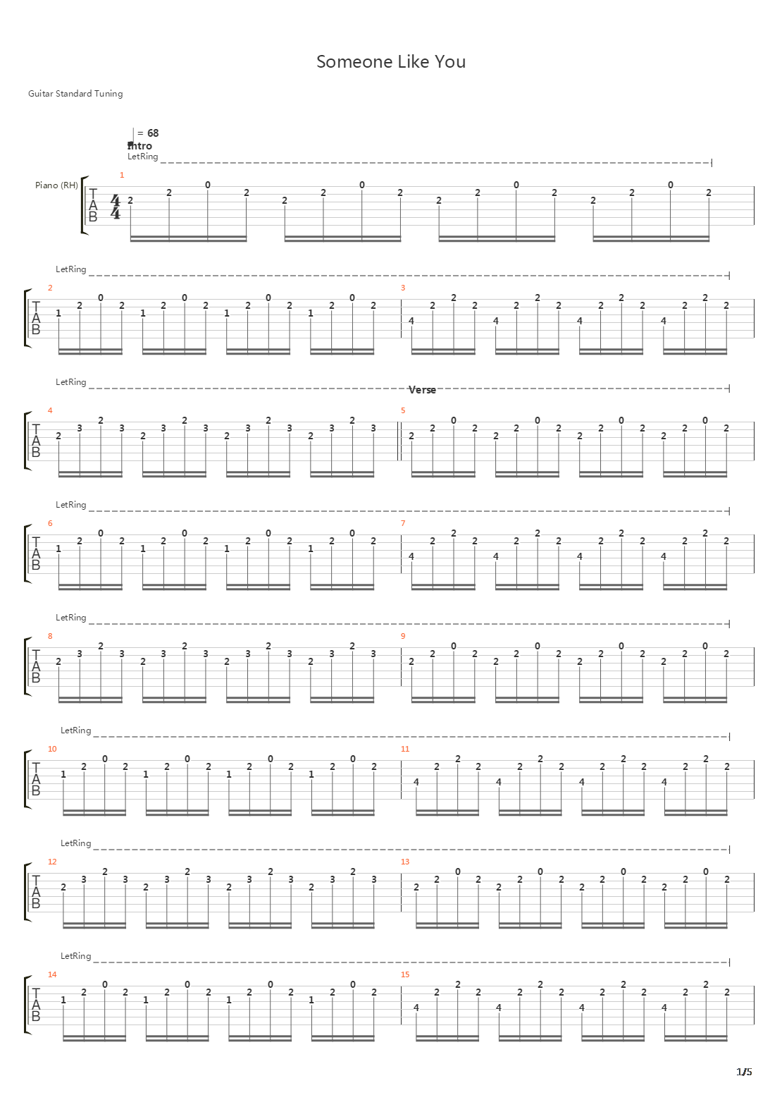 Someone Like You吉他谱