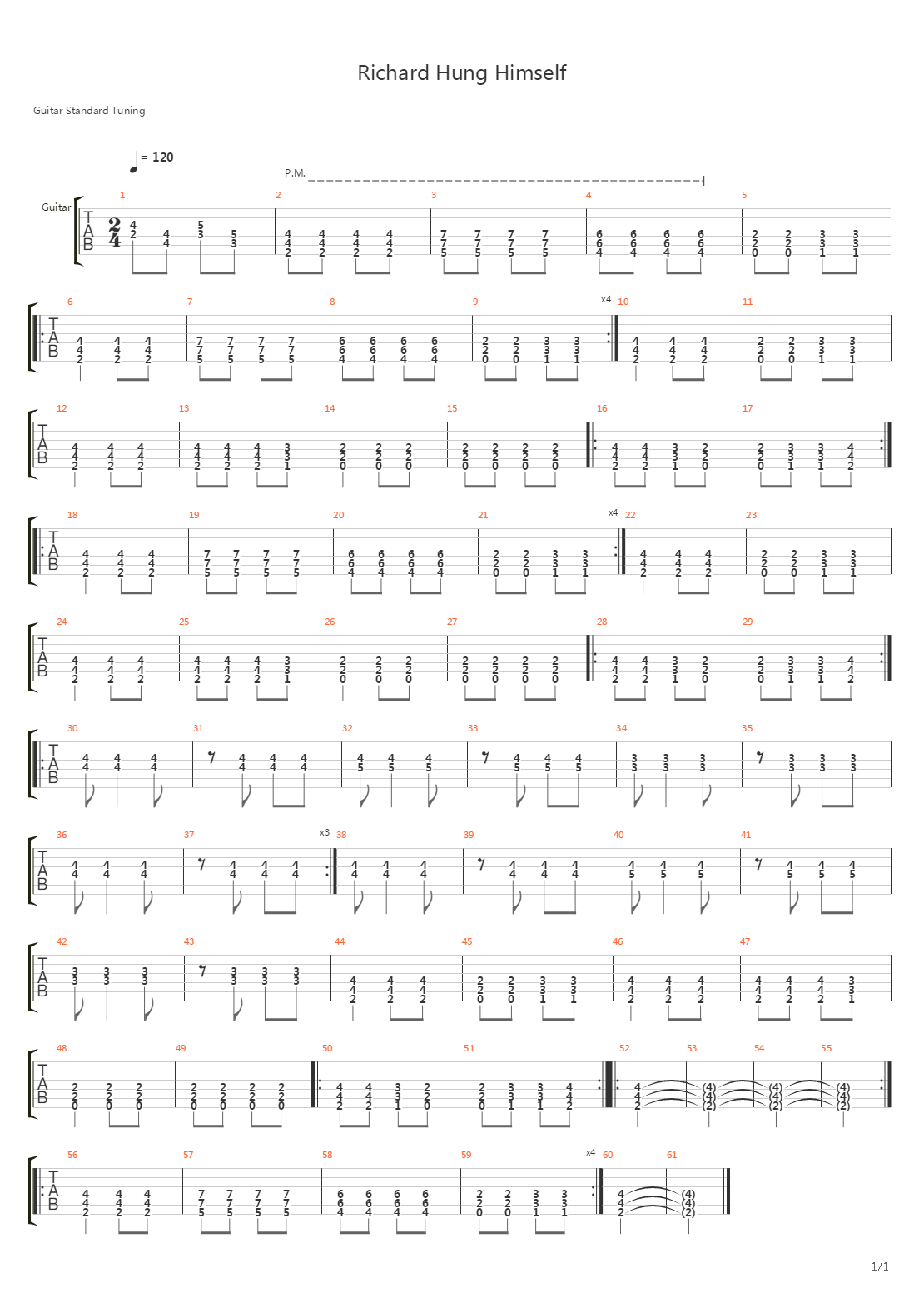 Richard Hung Himself吉他谱