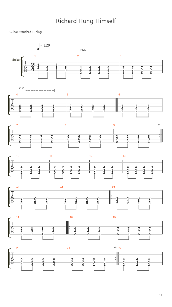 Richard Hung Himself吉他谱