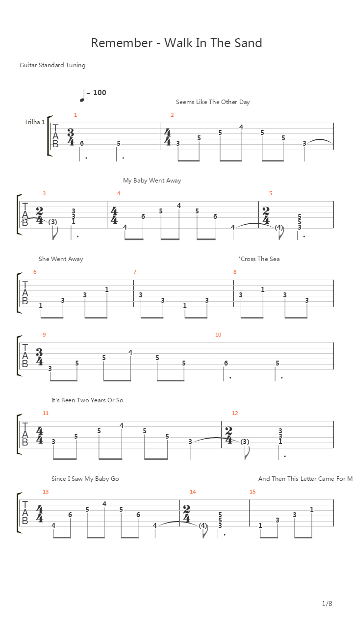 Remember Walking In The Sand吉他谱