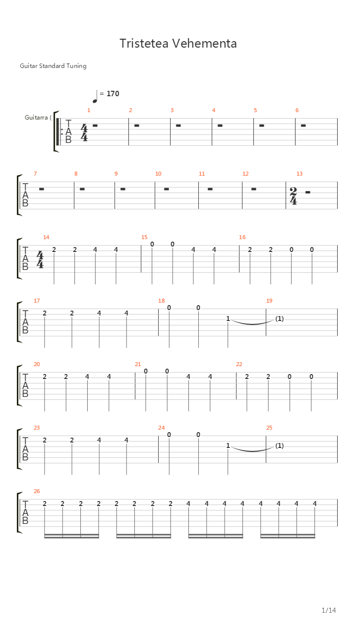 Tristea Vehementa吉他谱