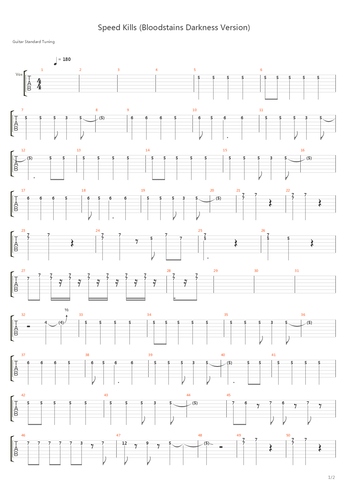 Speed Kills吉他谱