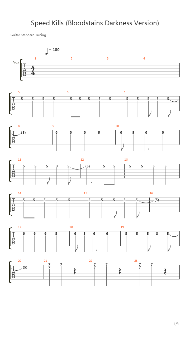 Speed Kills吉他谱