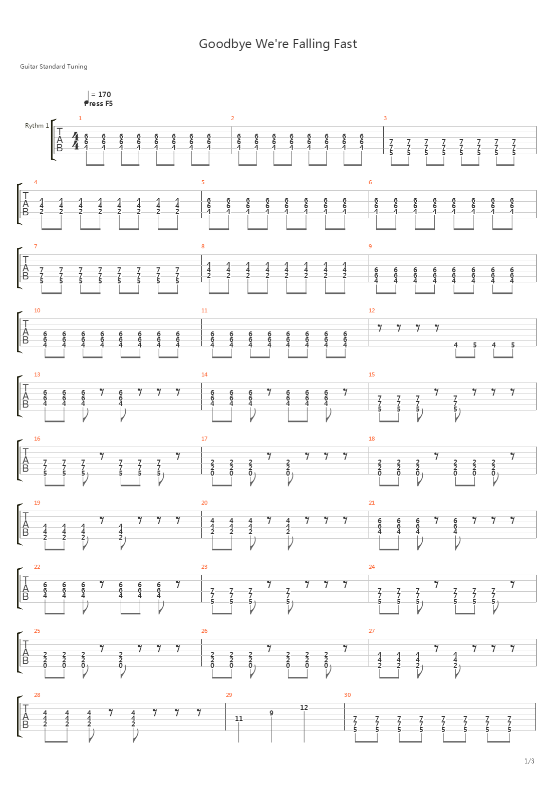 Goodbye Were Falling Fast吉他谱
