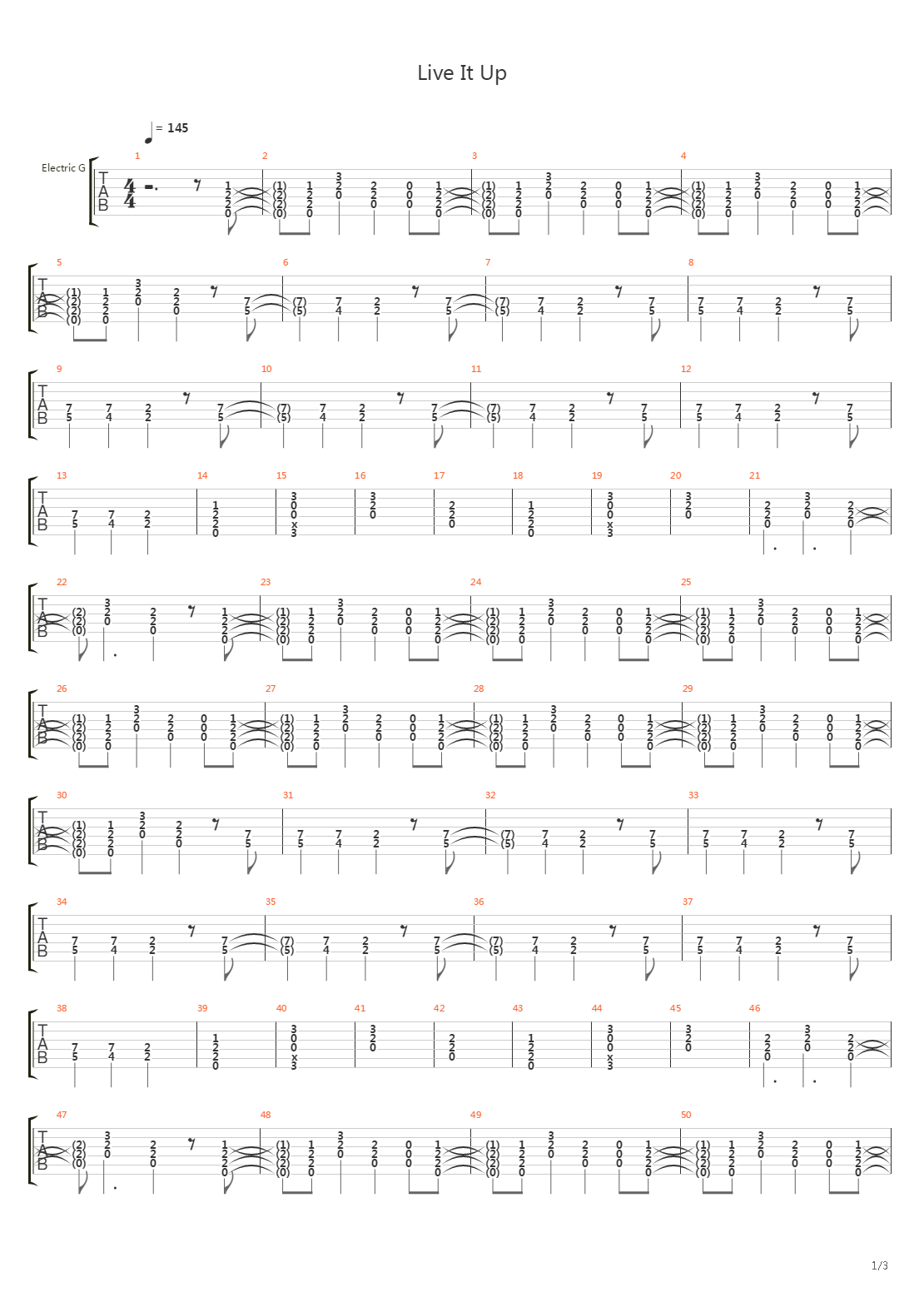 Live It Up ( Without Solo )吉他谱
