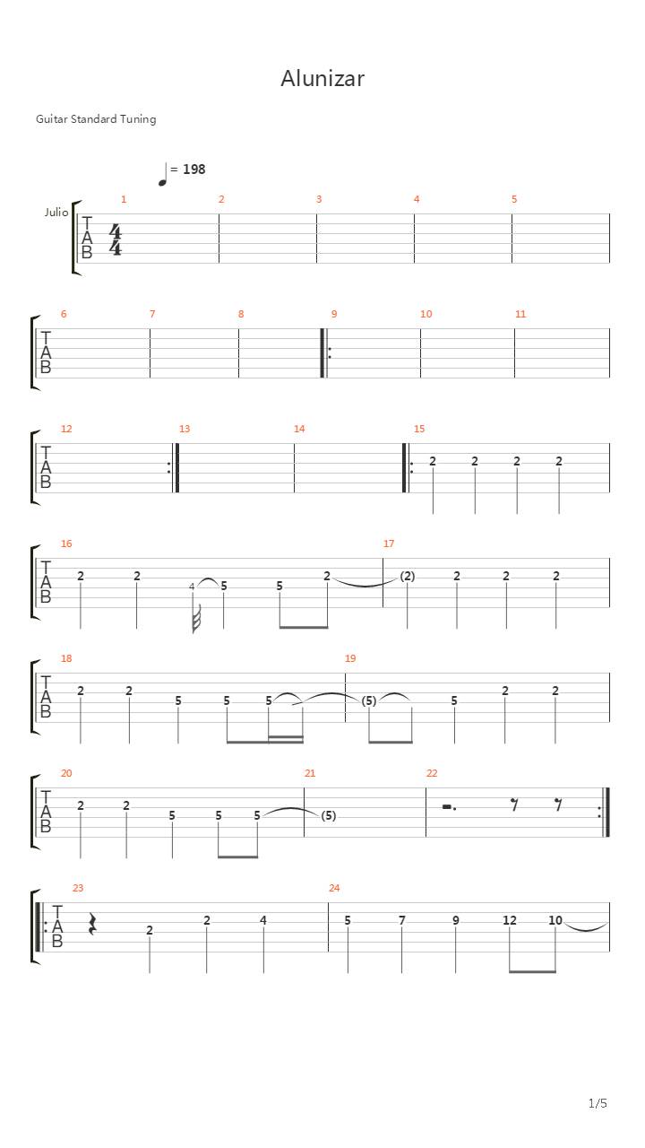 Alunizar吉他谱