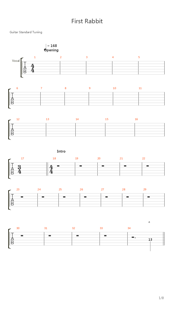 First Rabbit吉他谱