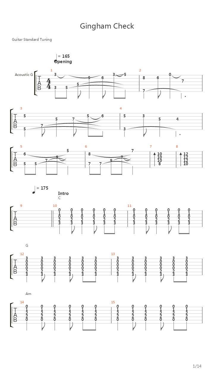 Gingham Check吉他谱