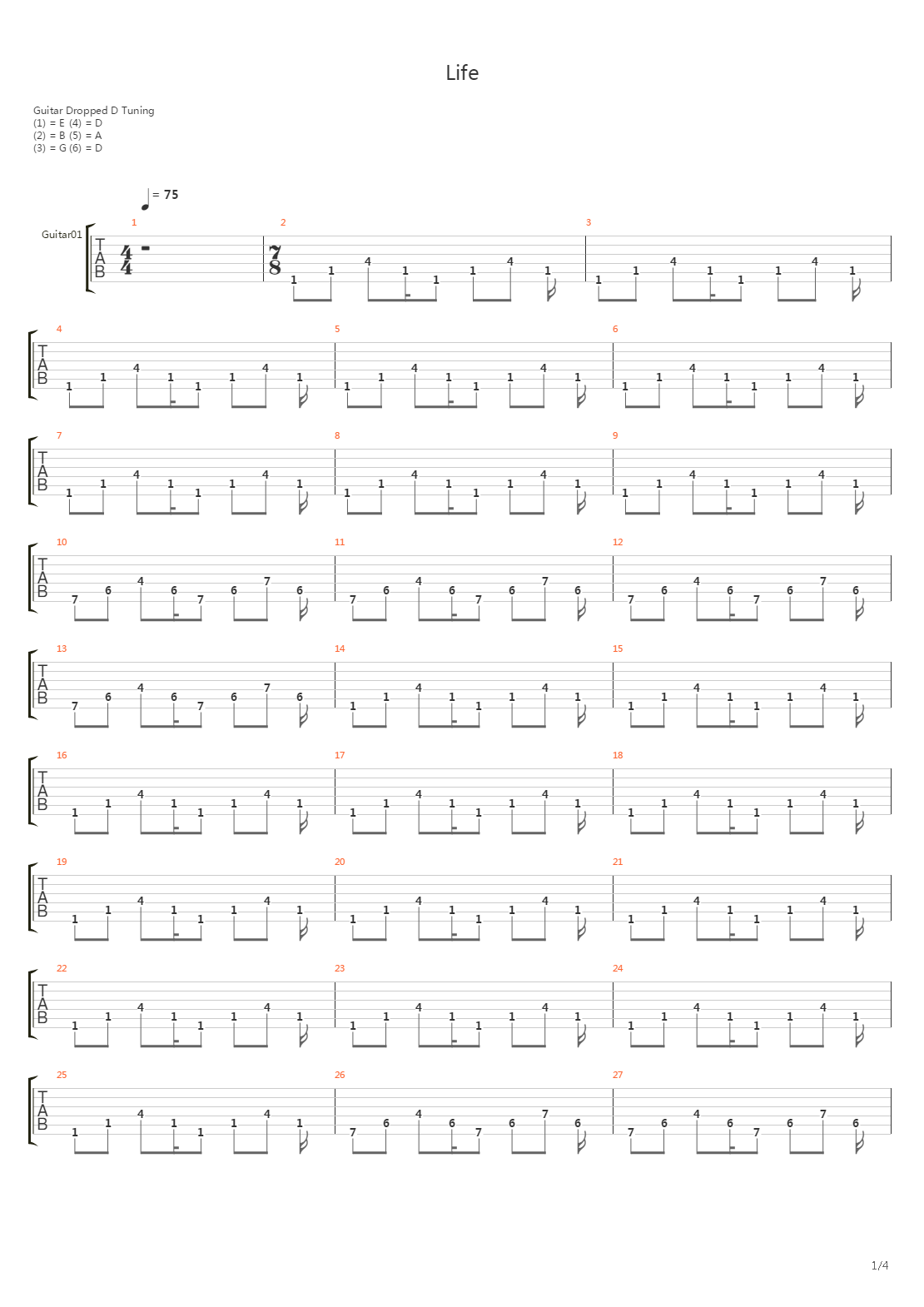 Life吉他谱