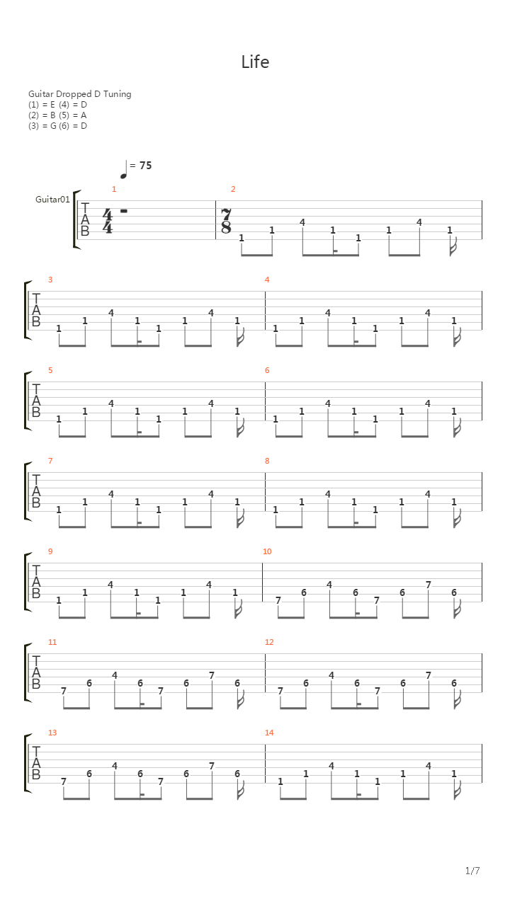 Life吉他谱