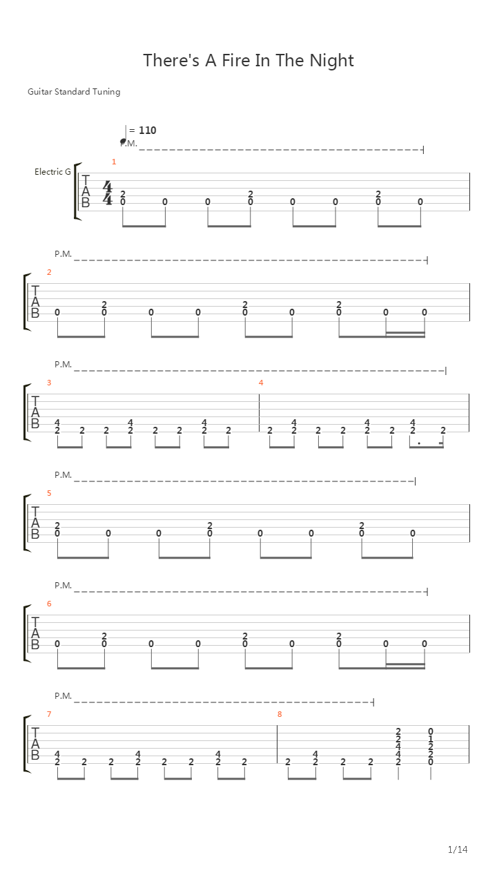 Theres A Fire In The Night吉他谱