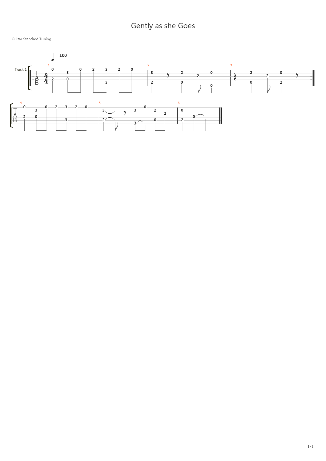 Gently As She Goes吉他谱