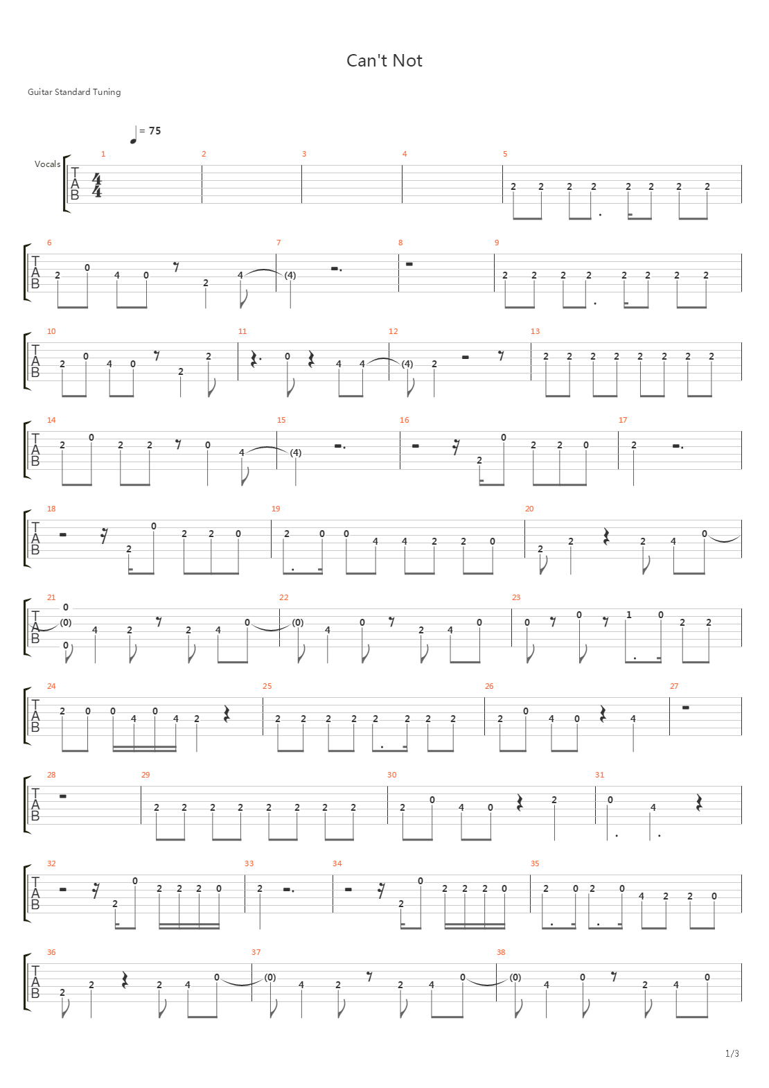 Can't Not吉他谱