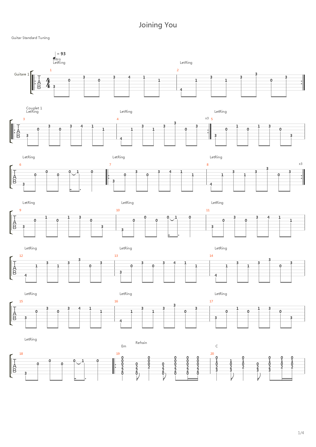 Joining You吉他谱