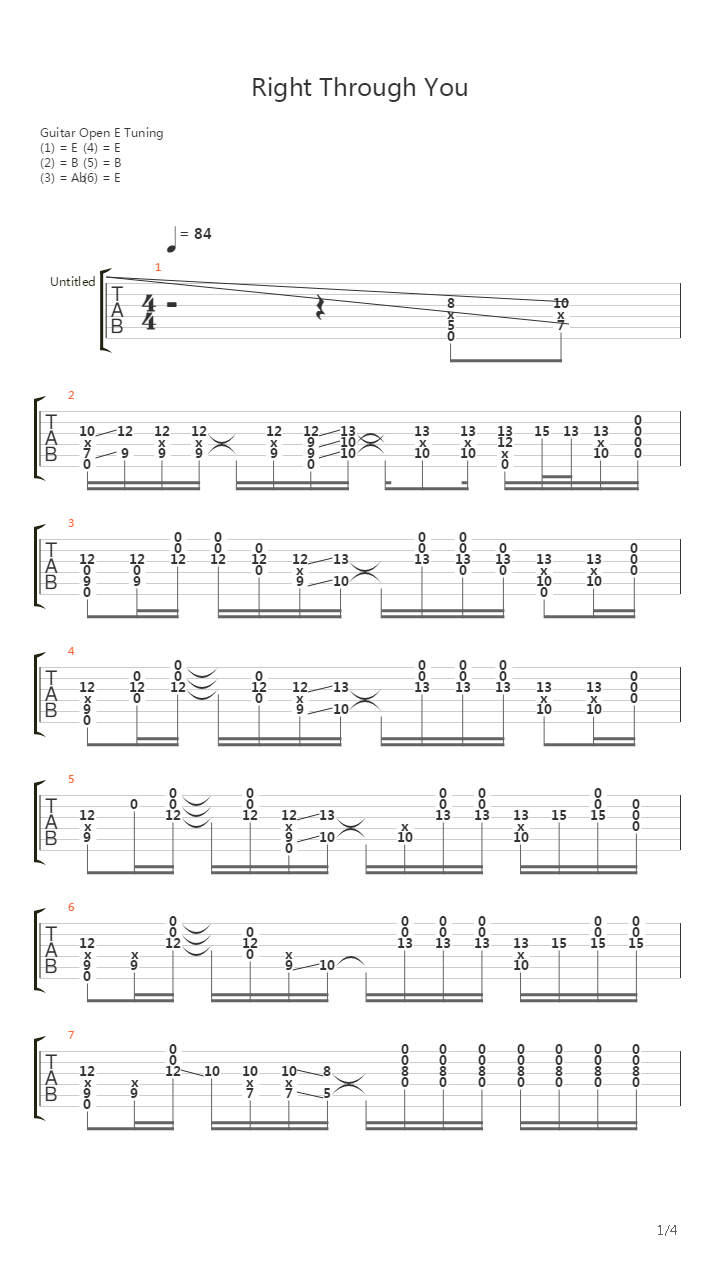 Right Through You吉他谱