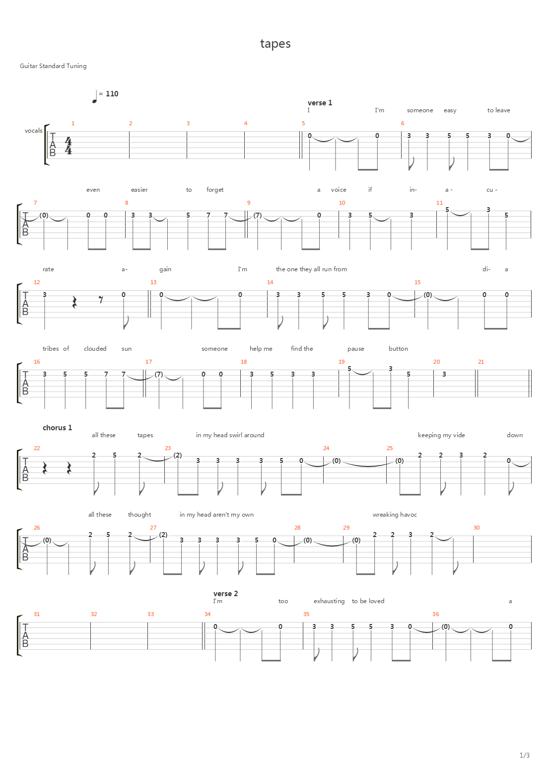 Tapes吉他谱