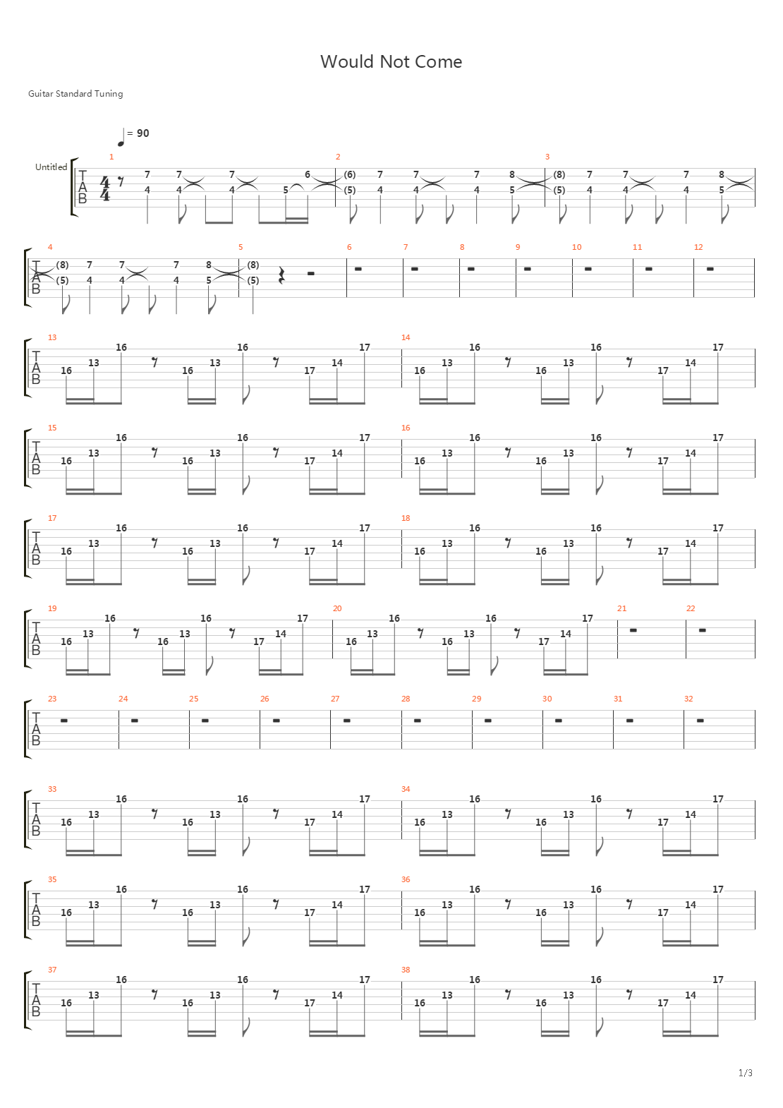 Would Not Come吉他谱