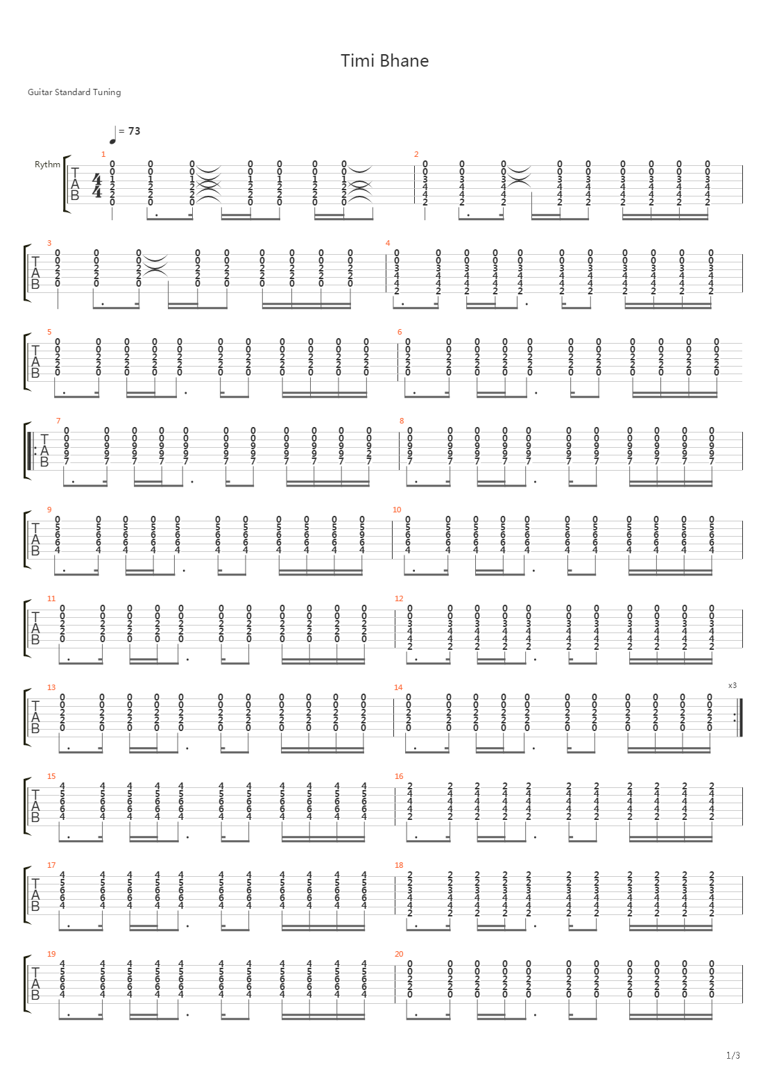 Timi Bhane吉他谱